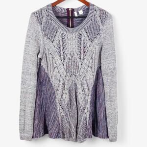 Moth Anthropologie Sweater Marled Knit Zip Back Size Small Indie Boho